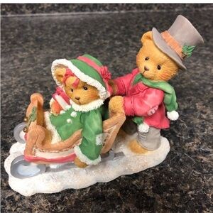 Cherished teddies Lindsey & Lyndon sleigh ride bears collectible
